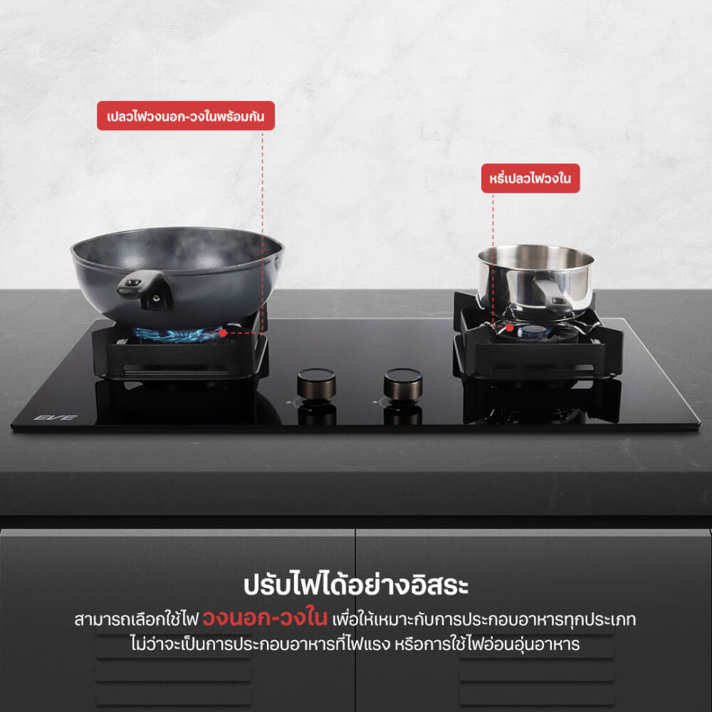 เตาแก๊สฝัง 2 หัว แบบฝัง ฐานกระจก EVE HB73-B789G/BG PLUS73 ซม. สีดำ_2